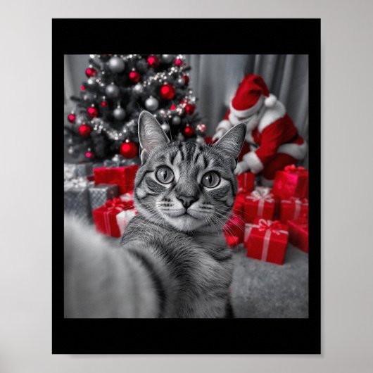 Funny Cat Selfie mit Weihnachtsmeme des Weihnachts Poster (Vorne)