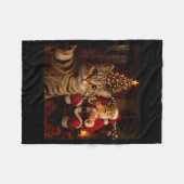 Funny Cat Selfie Santa Claus Eating Cookies Christ Fleecedecke (Vorderseite (Horizontal))
