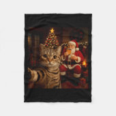 Funny Cat Selfie Santa Claus Eating Cookies Christ Fleecedecke (Vorderseite)