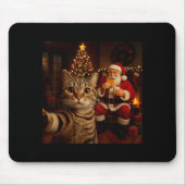 Funny Cat Selfie Santa Claus Eating Cookies Christ Mousepad (Vorne)