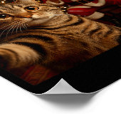 Funny Cat Selfie Santa Claus Eating Cookies Christ Poster (Ecke)