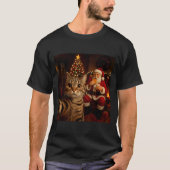 Funny Cat Selfie Santa Claus Eating Cookies Christ T-Shirt (Vorderseite)