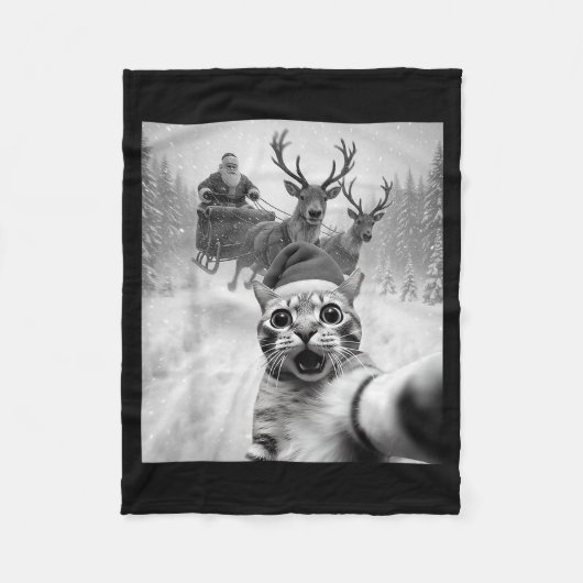 Funny Cat Selfie Santa Merry Christmas Xmas Pajama Fleecedecke (Vorderseite)