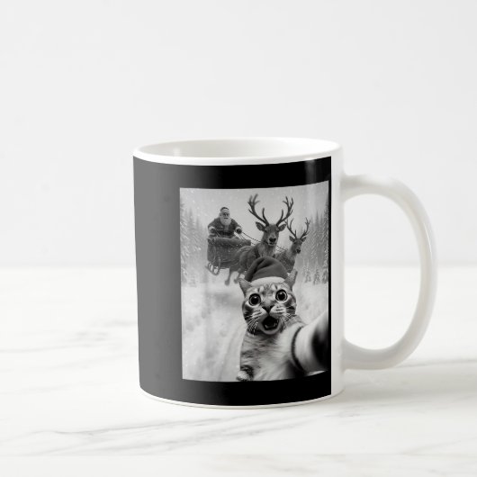 Funny Cat Selfie Santa Merry Christmas Xmas Pajama Kaffeetasse (Rechts)
