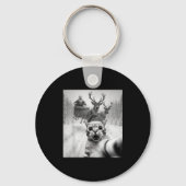 Funny Cat Selfie Santa Merry Christmas Xmas Pajama Schlüsselanhänger (Vorderseite)