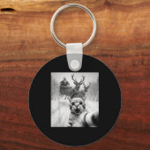 Funny Cat Selfie Santa Merry Christmas Xmas Pajama Schlüsselanhänger (Vorderseite)