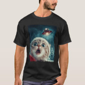 Funny Cat Selfie Santa Ufo Weihnachten T-Shirt (Vorderseite)