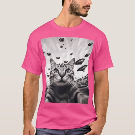 Funny Cat Selfie Ufo T-Shirt (Vorderseite)