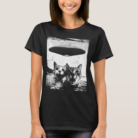 Funny Cat Selfie UFO Weird Cat Lover T-Shirt (Vorderseite)