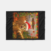 Funny Cat Selfie With Alien Ufo Christmas Lights S Fleecedecke (Vorderseite (Horizontal))