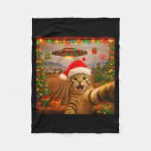 Funny Cat Selfie With Alien Ufo Christmas Lights S Fleecedecke (Vorderseite)