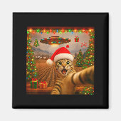 Funny Cat Selfie With Alien Ufo Christmas Lights S Magnet (Vorne)