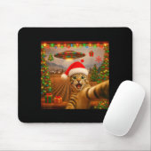 Funny Cat Selfie With Alien Ufo Christmas Lights S Mousepad (Mit Mouse)