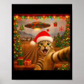 Funny Cat Selfie With Alien Ufo Christmas Lights S Poster (Vorne)