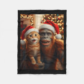 Funny Cat Selfie With Bigfoot Christmas Sasquatch Fleecedecke (Vorderseite)