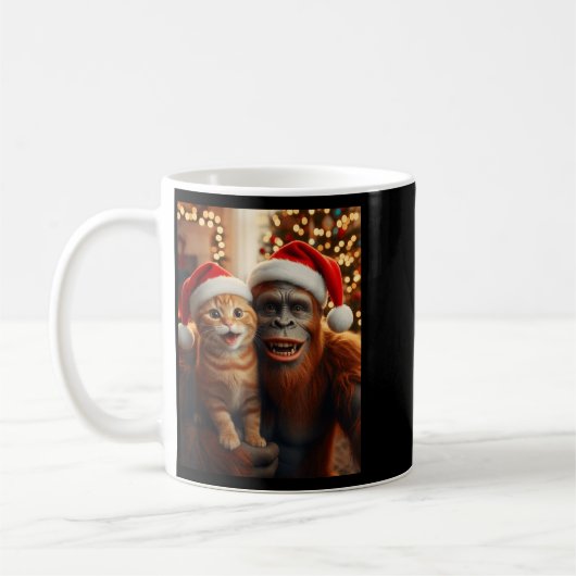 Funny Cat Selfie With Bigfoot Christmas Sasquatch Kaffeetasse (Links)