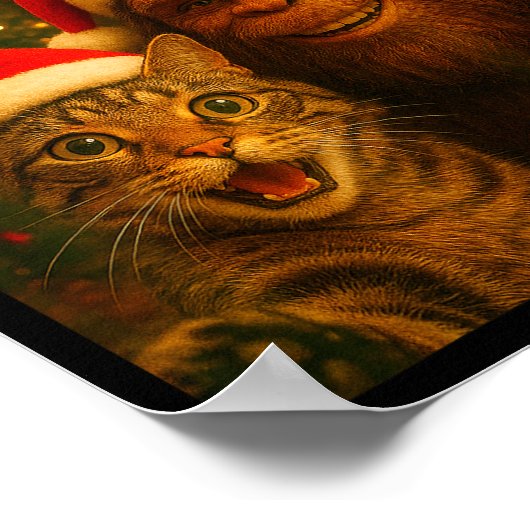 Funny Cat Selfie With Bigfoot Christmas Sasquatch  Poster (Ecke)