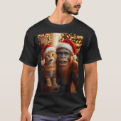 Funny Cat Selfie With Bigfoot Christmas Sasquatch T-Shirt (Vorderseite)