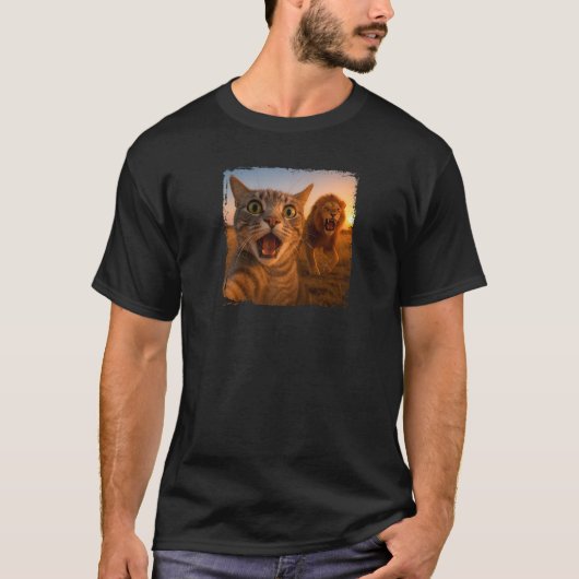 Funny Cat Selfie with Lion Cat Meme for Men Women T-Shirt (Vorderseite)