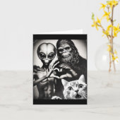 Funny Cat Selfie With Romantic Bigfoot In Love Wit Karte (Gelbe Blume)