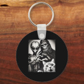 Funny Cat Selfie With Romantic Bigfoot In Love Wit Schlüsselanhänger (Vorderseite)