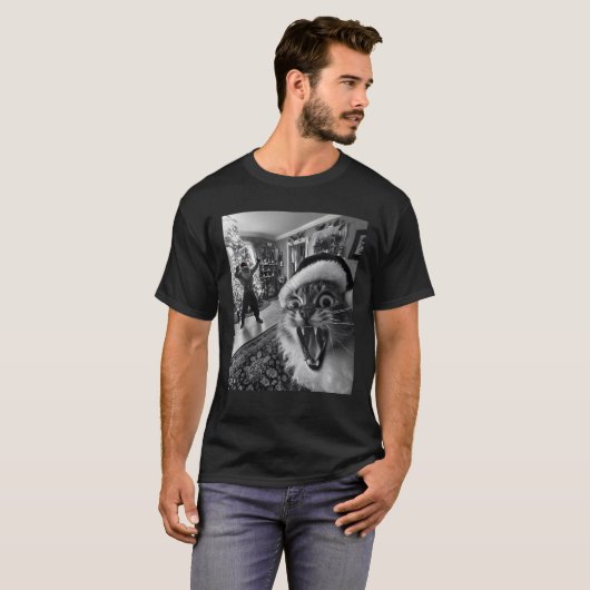 Funny Cat Selfie With Santa Christmas Men Women T-Shirt (Vorne ganz)