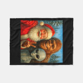 Funny Cat Selfie With Santa Claus & Bigfoot Me Fleecedecke (Vorderseite (Horizontal))