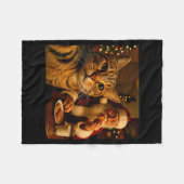 Funny Cat Selfie With Santa Claus Christmas Meme Fleecedecke (Vorderseite (Horizontal))