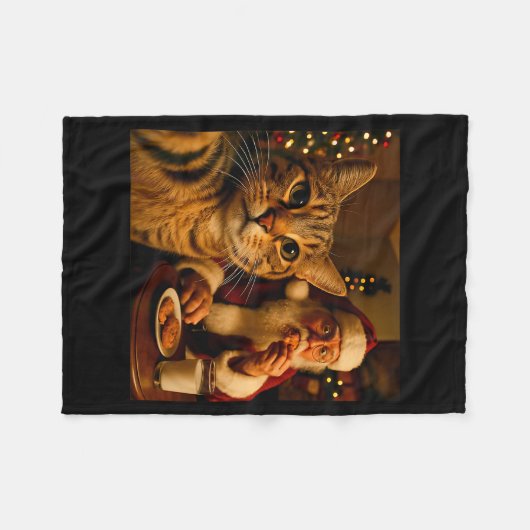 Funny Cat Selfie With Santa Claus Christmas Meme Fleecedecke (Vorderseite (Horizontal))