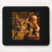Funny Cat Selfie With Santa Claus Christmas Meme Mousepad (Vorne)