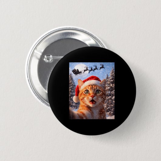 Funny Cat Selfie With Santa Claus Christmas Men Wo Button (Vorne & Hinten)