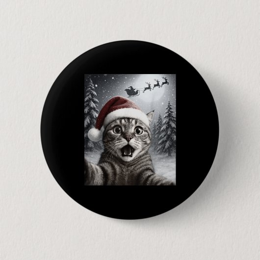 Funny Cat Selfie With Santa Claus Christmas Men Wo Button (Vorderseite)