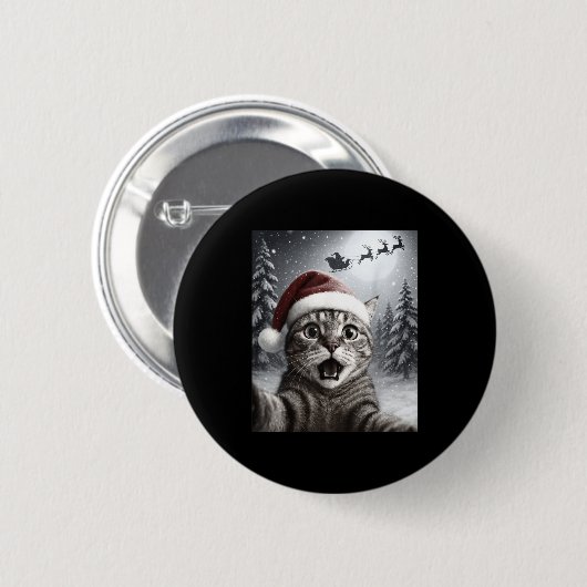 Funny Cat Selfie With Santa Claus Christmas Men Wo Button (Vorne & Hinten)