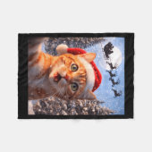 Funny Cat Selfie With Santa Claus Christmas Men Wo Fleecedecke (Vorderseite (Horizontal))