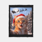 Funny Cat Selfie With Santa Claus Christmas Men Wo Fleecedecke (Vorderseite)