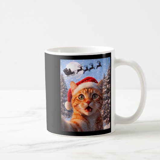 Funny Cat Selfie With Santa Claus Christmas Men Wo Kaffeetasse (Rechts)