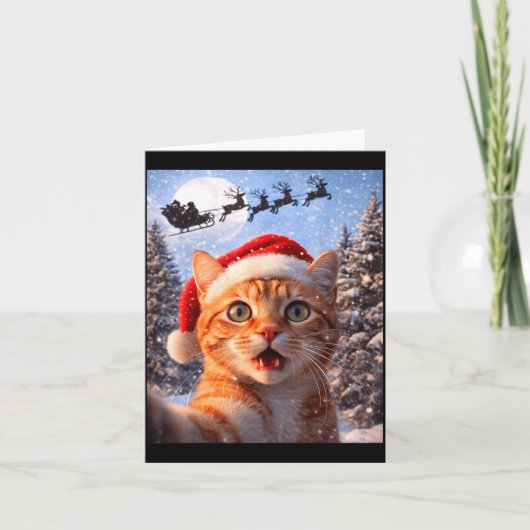 Funny Cat Selfie With Santa Claus Christmas Men Wo Karte (Vorderseite)
