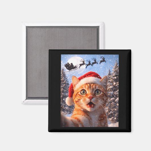 Funny Cat Selfie With Santa Claus Christmas Men Wo Magnet (Vorderseite/Rückseite)