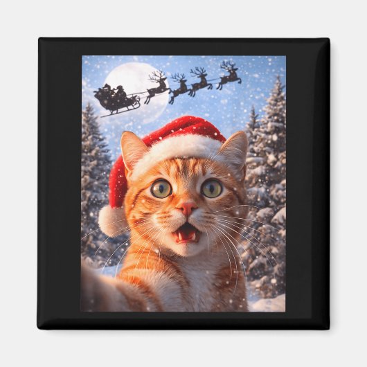 Funny Cat Selfie With Santa Claus Christmas Men Wo Magnet (Vorne)
