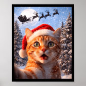 Funny Cat Selfie With Santa Claus Christmas Men Wo Poster (Vorne)