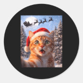 Funny Cat Selfie With Santa Claus Christmas Men Wo Runder Aufkleber (Vorderseite)