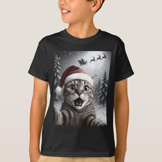 Funny Cat Selfie With Santa Claus Christmas Men Wo T-Shirt (Vorderseite)