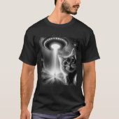 Funny Cat Selfie with UFOs Abduction Aliens  for M T-Shirt (Vorderseite)