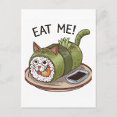 Funny Cat Shaped Sushi Roll Postkarte (Vorderseite)