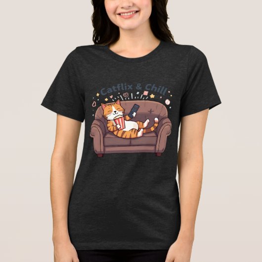 Funny Cat Shirt – Catflix & Chill Tee (Vorderseite)