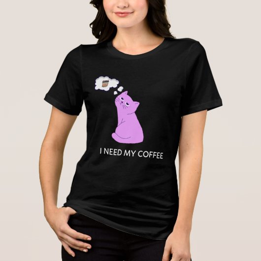Funny Cat Shirt – I Need My Coffee Tee (Vorderseite)
