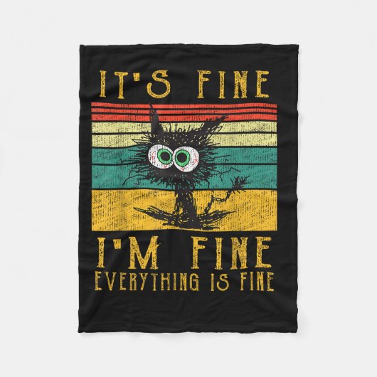 Funny Cat Shirt, It's Fine I'm Fine Everything Is Fleecedecke (Vorderseite)