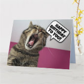 FUNNY CAT SINGY Grußkarte am GEBURTSTAG Karte (Gelbe Blume)