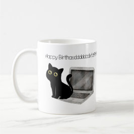Funny Cat Sitting auf Laptop Geburtstagskaffee Tas Kaffeetasse