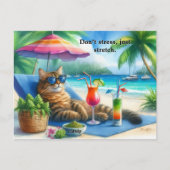 Funny Cat Slogan Kitty am Strand Postkarte (Vorderseite)